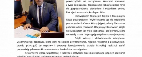 Podsumowanie kadencji  Wójta i Rady Gminy Łyszkowice  2014-2018