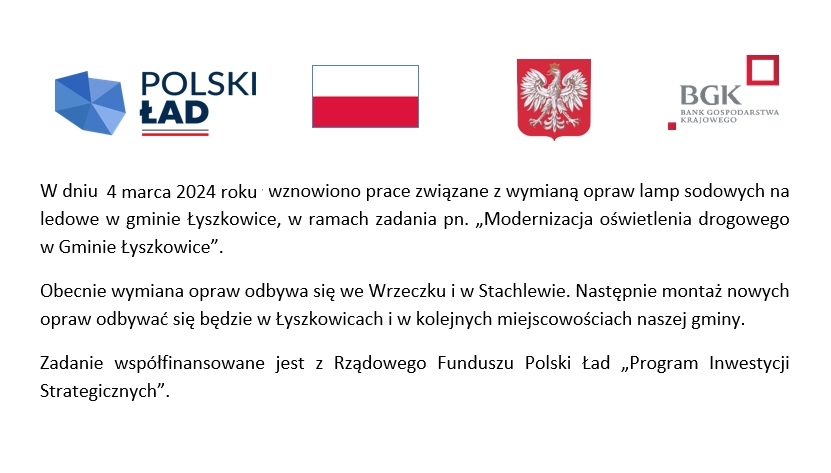 Modernizacja oświetlenia drogowego w Gminie Łyszkowice