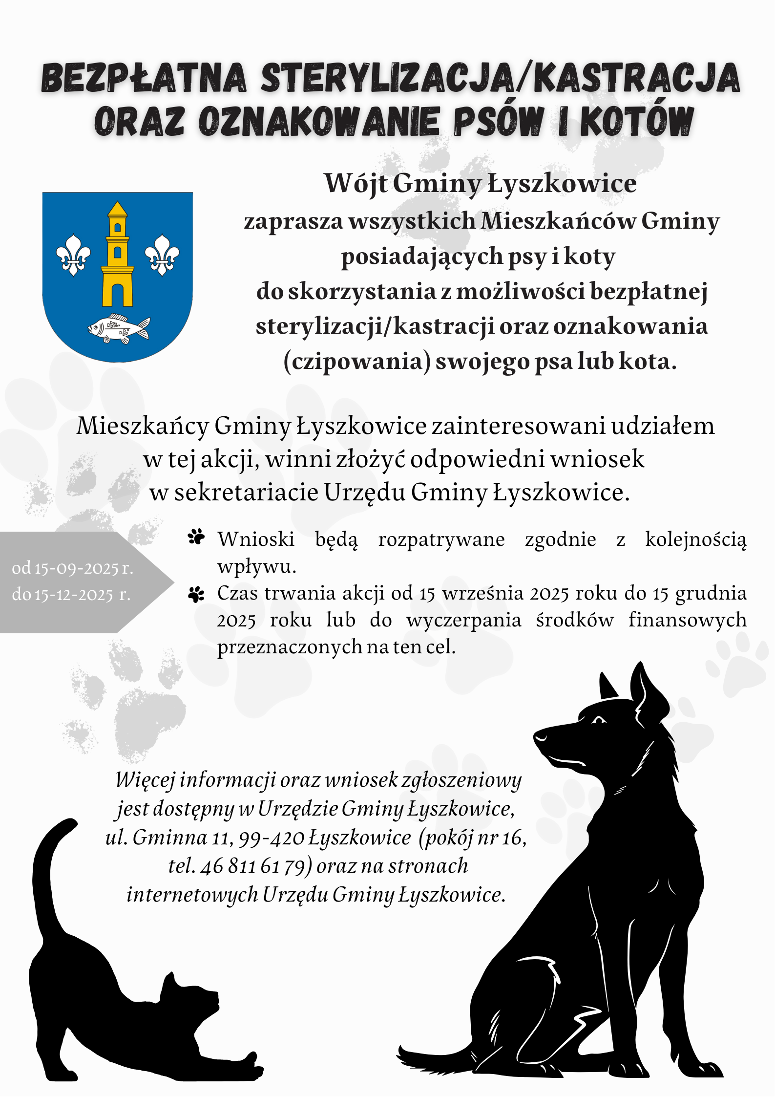 Bezpłatna sterylizacja/kastracja oraz czipowanie psa lub kota