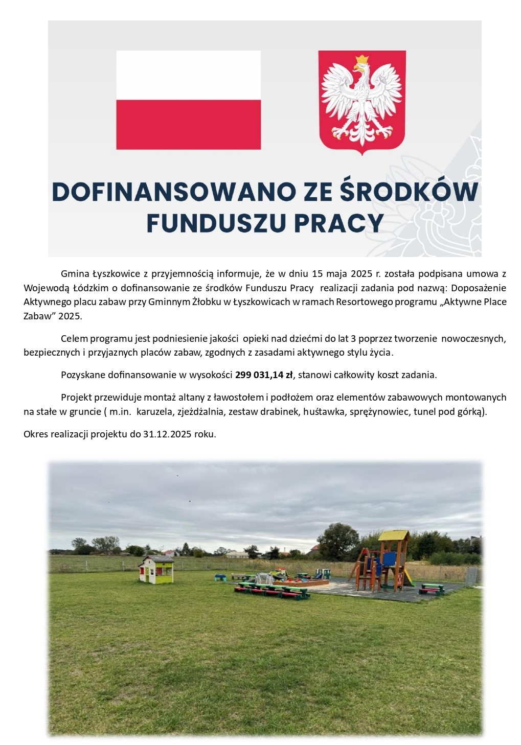 Dofinansowanie ze środków Funduszu Pracy