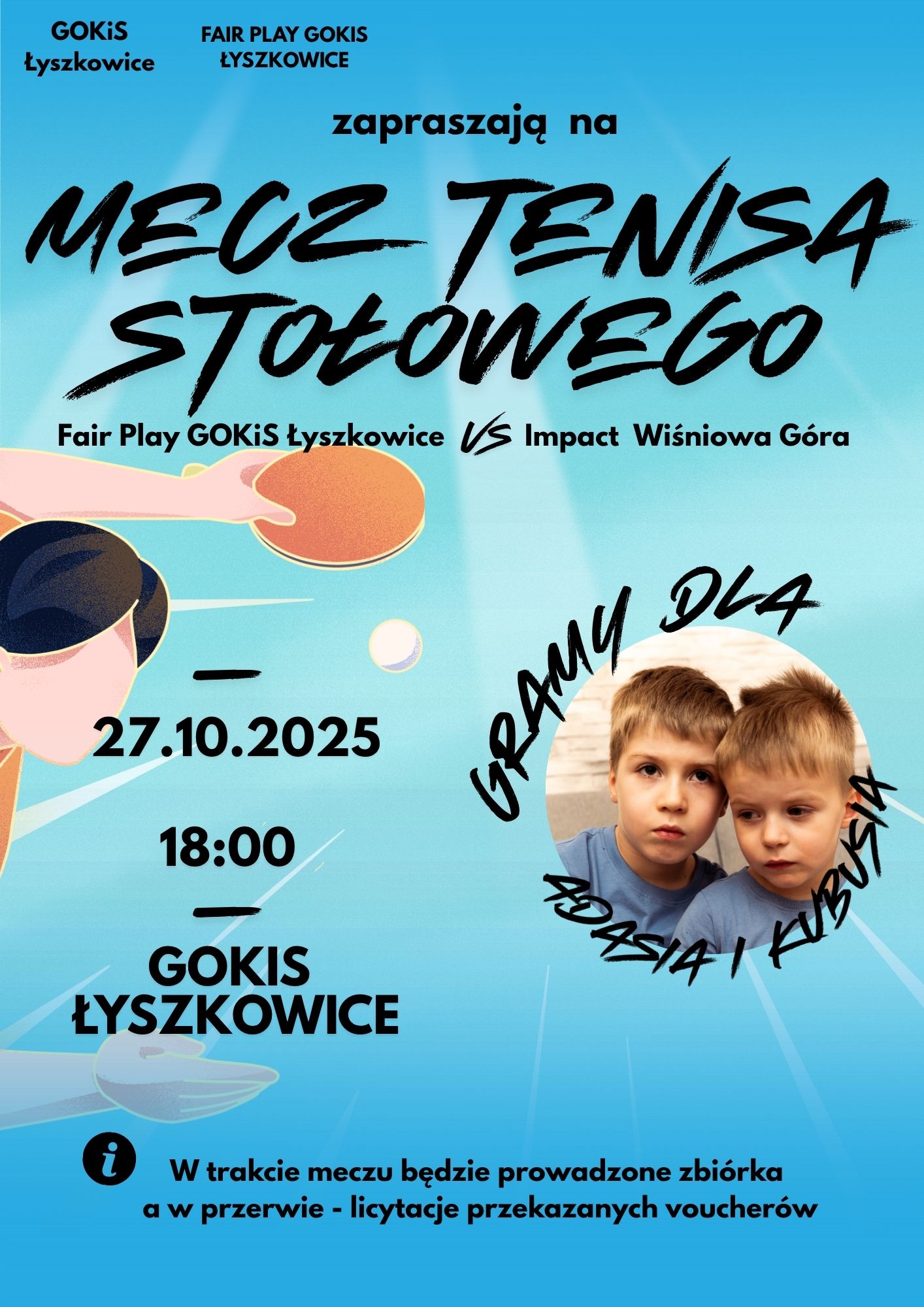 CHARYTATYWNY MECZ TENISA STOŁOWEGO