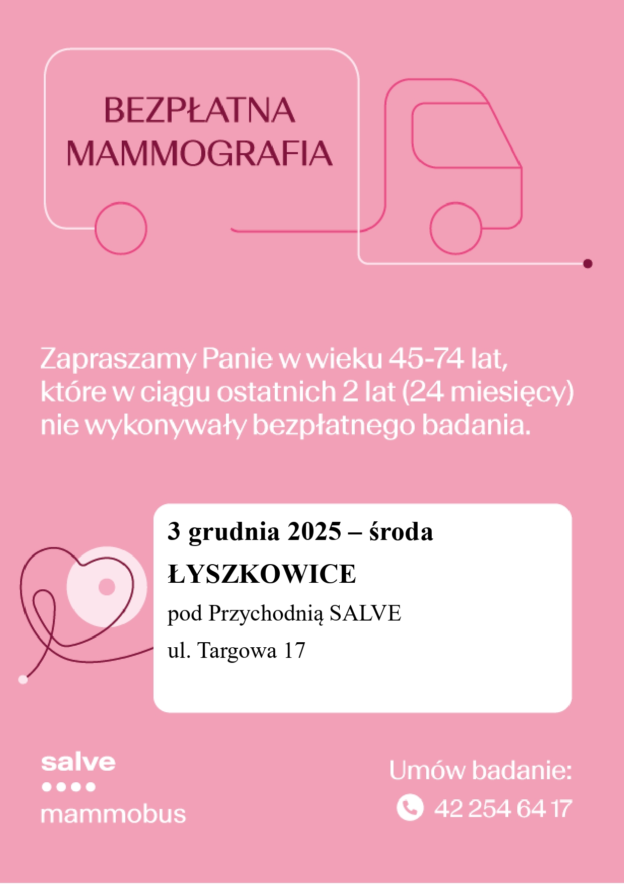 BEZPŁATNE BADANIA MAMMOGRAFICZNE W ŁYSZKOWICACH