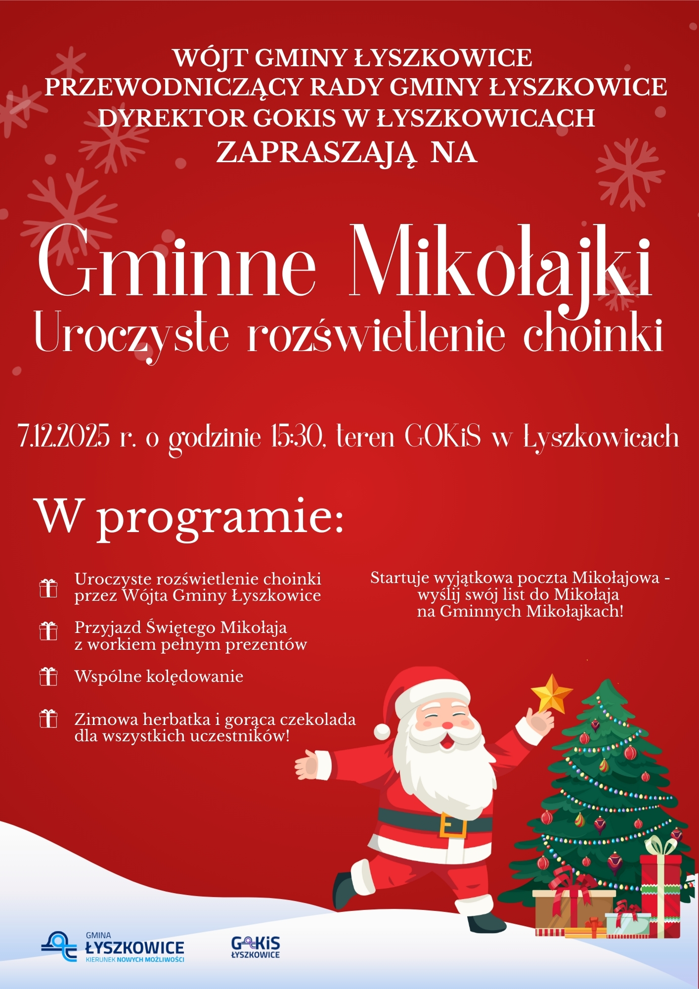 MIKOŁAJKI GMINNE I UROCZYSTE ROZŚWIETLENIE CHOINKI