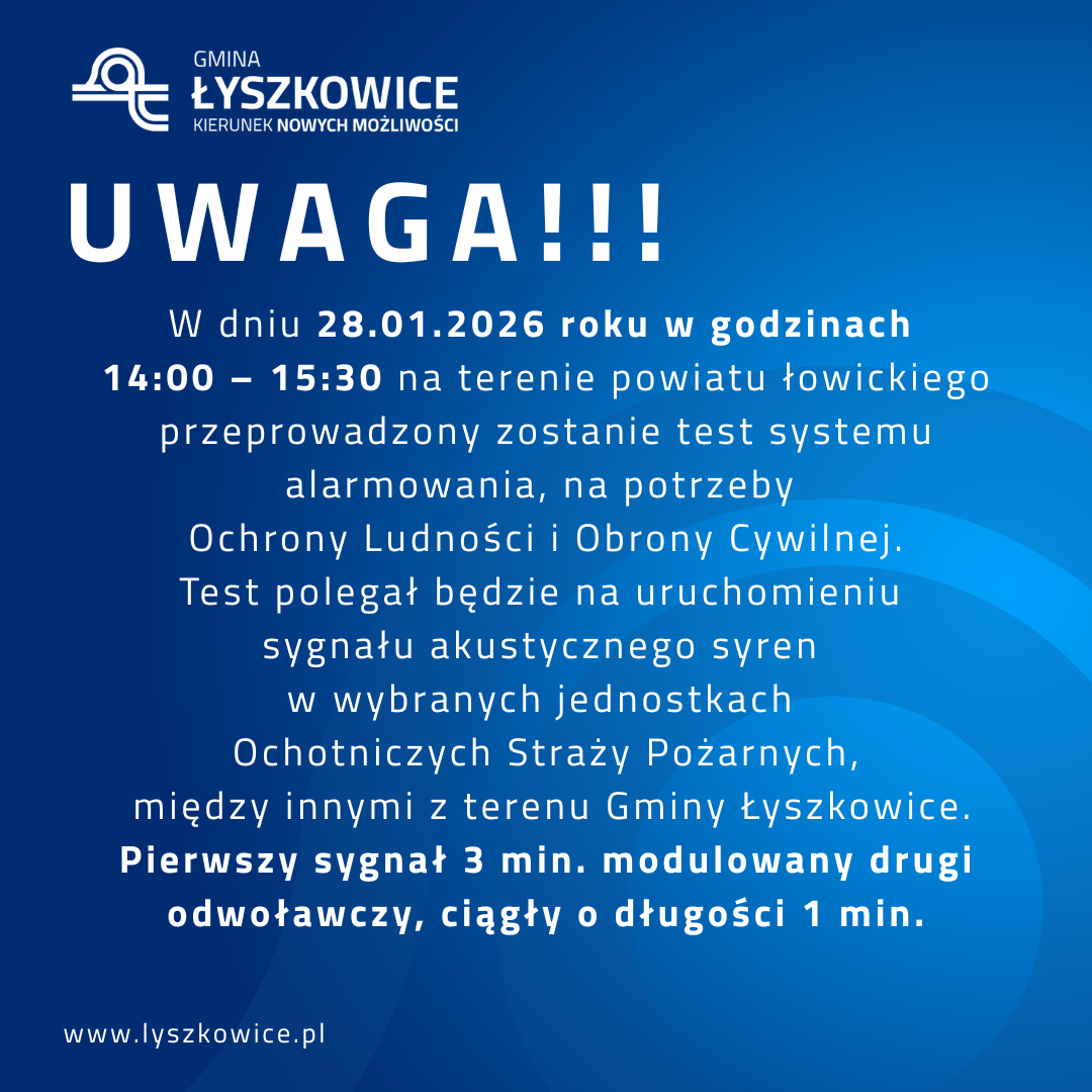 TEST SYSTEMU OSTRZEGANIA I ALARMOWANIA LUDNOŚCI !!!