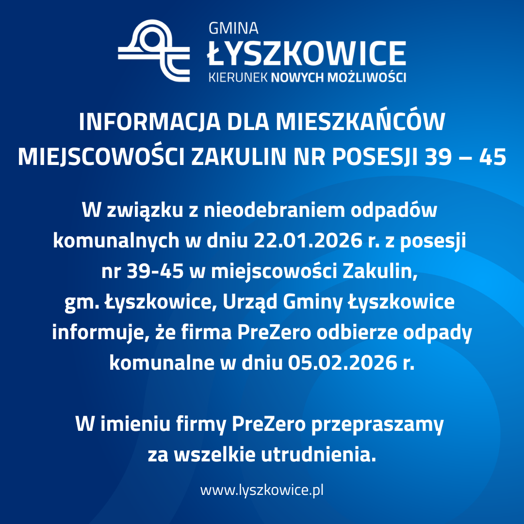 Informacja dla mieszkańców miejscowości Zakulin