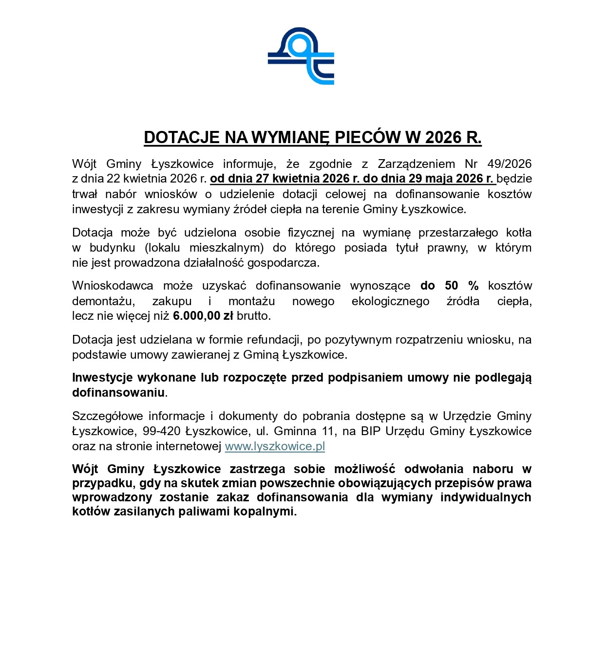 DOTACJE NA WYMIANĘ PIECÓW W 2026 R.