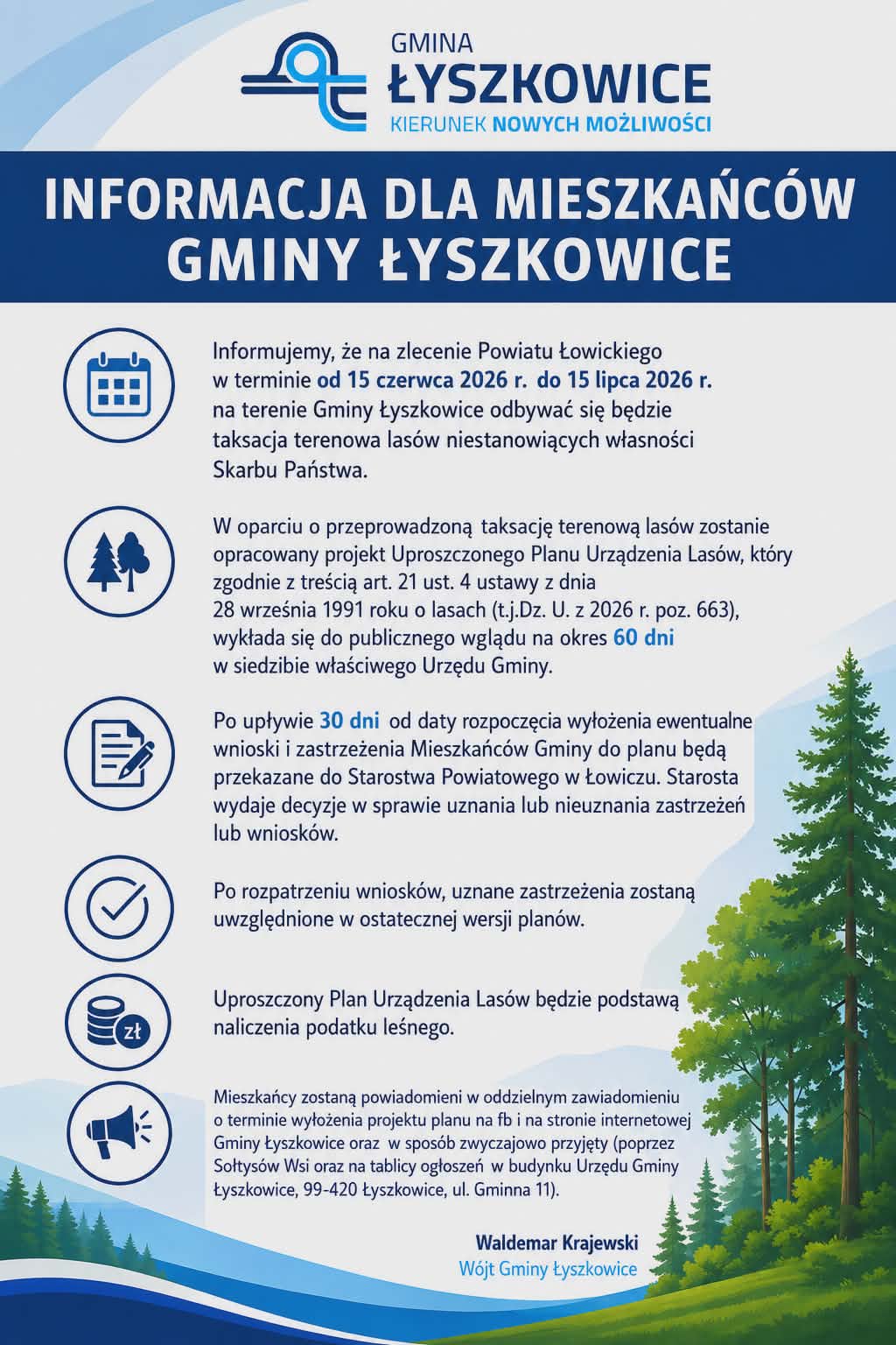 INFORMACJA DLA MIESZKAŃCÓW GMINY ŁYSZKOWICE