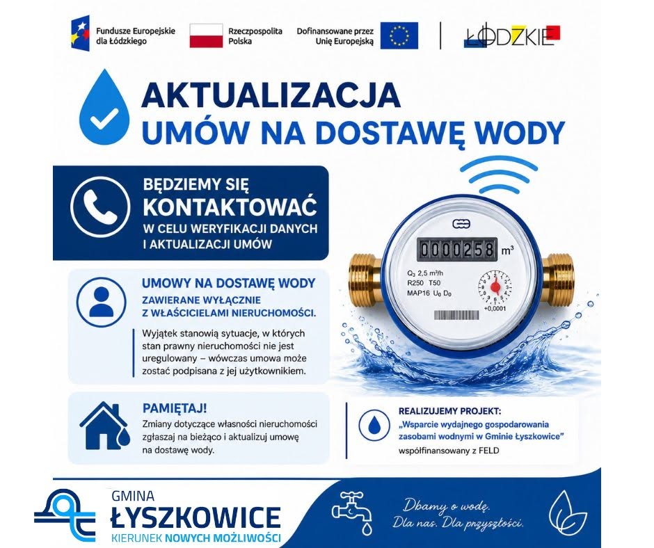 PRZYPOMINAMY O AKTUALIZACJI UMÓW NA DOSTAWĘ WODY!