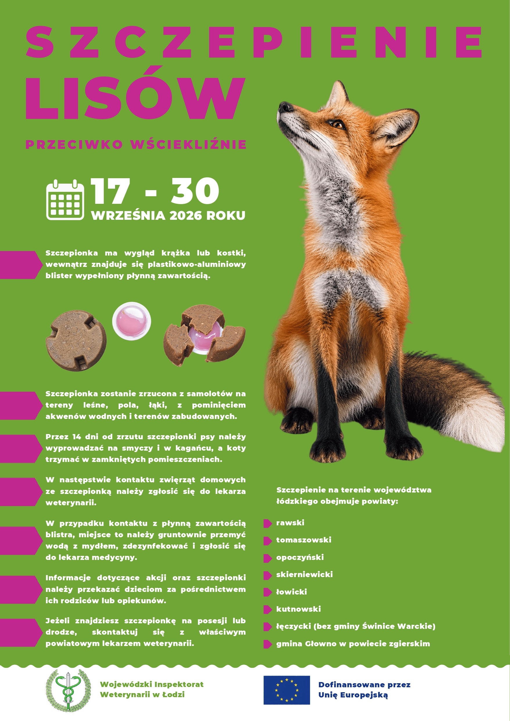 SZCZEPIENIE LISÓW PRZECIWKO WŚCIEKLIŹNIE